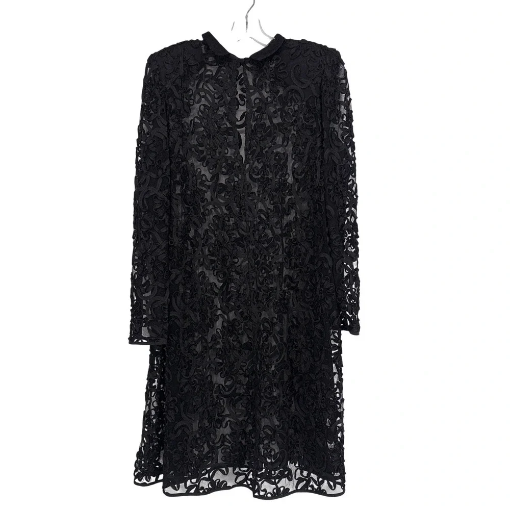 VTG Sheer Lace Dress Black High Neck Romantic Gothic‎ Victorian Whimsigoth EUC
